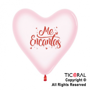 GLOBO S CORAZON 12 CRISTAL PASTEL ROSADO ME ENCANTAS 2C x 50